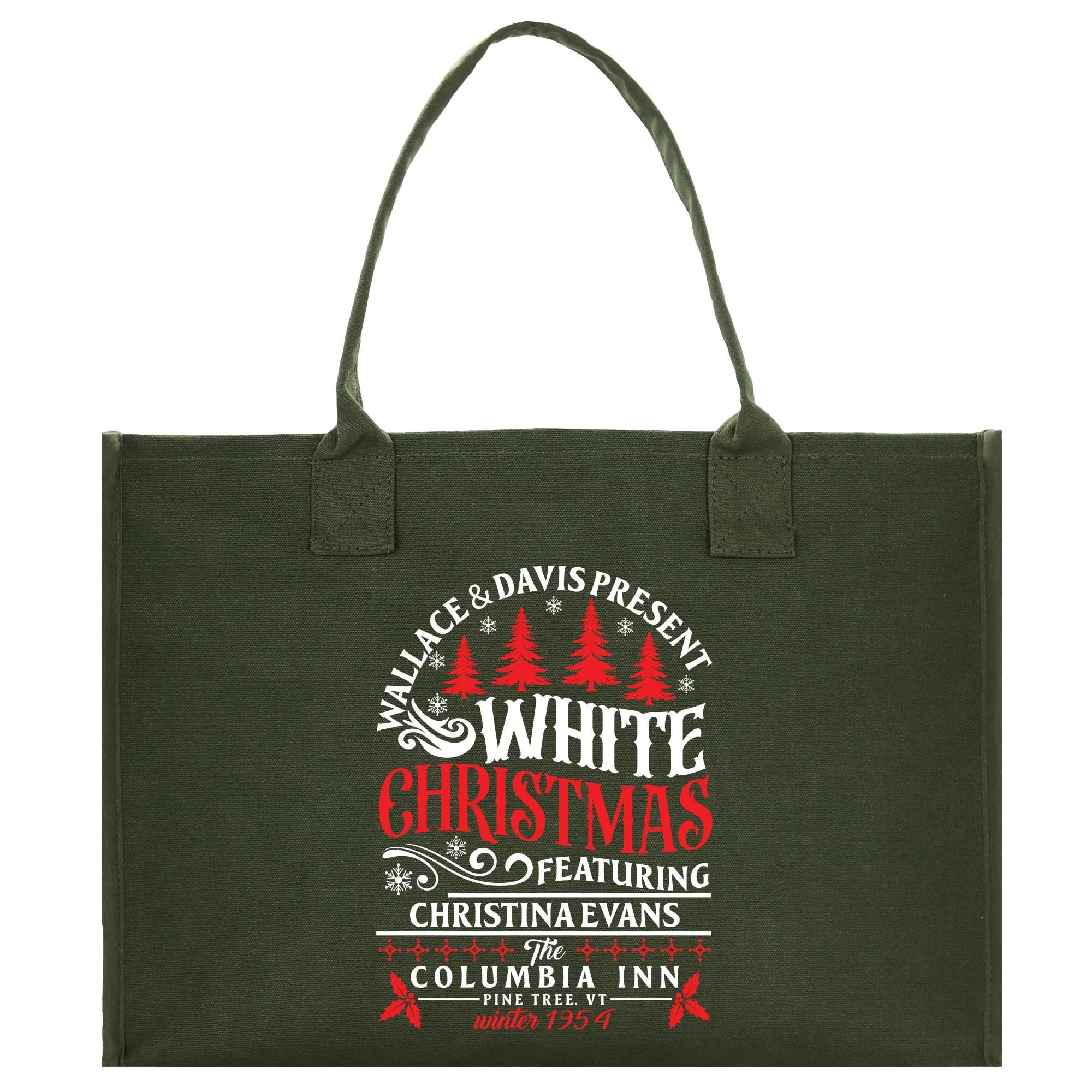 Personalized Name Christmas Cotton Canvas Large Tote Bag Custom Merry Christmas Gift Bag Xmas Party Bag Xmas Eve Gift Holiday Gift (CT1042)