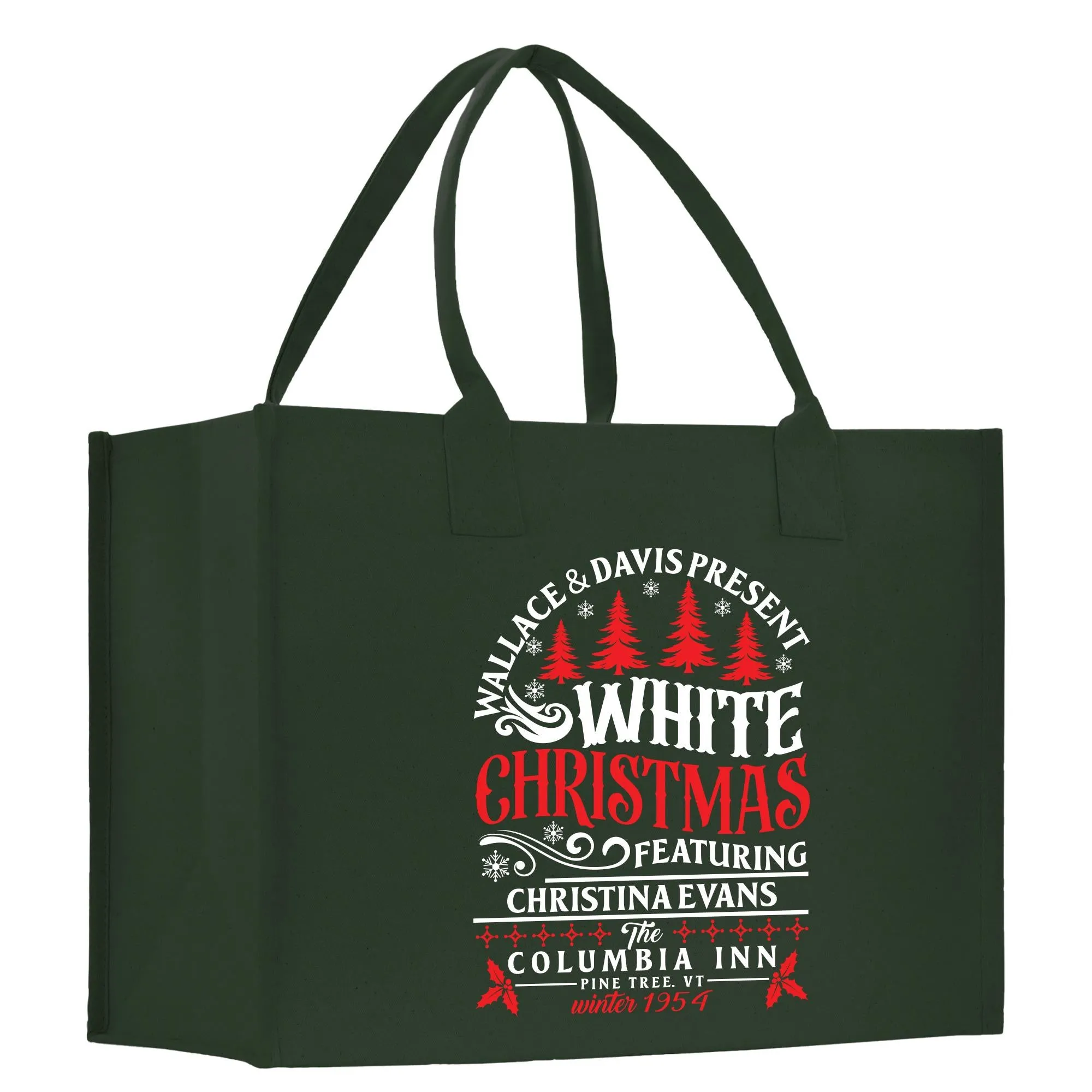Personalized Name Christmas Cotton Canvas Large Tote Bag Custom Merry Christmas Gift Bag Xmas Party Bag Xmas Eve Gift Holiday Gift (CT1042)