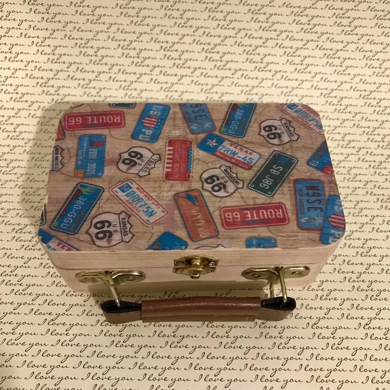 Personalized Travel Theme Wedding Ring Box