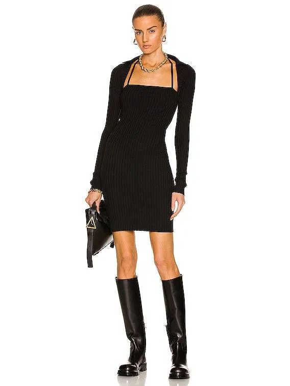 Pima Long Stylish Sleeve Mini Dress