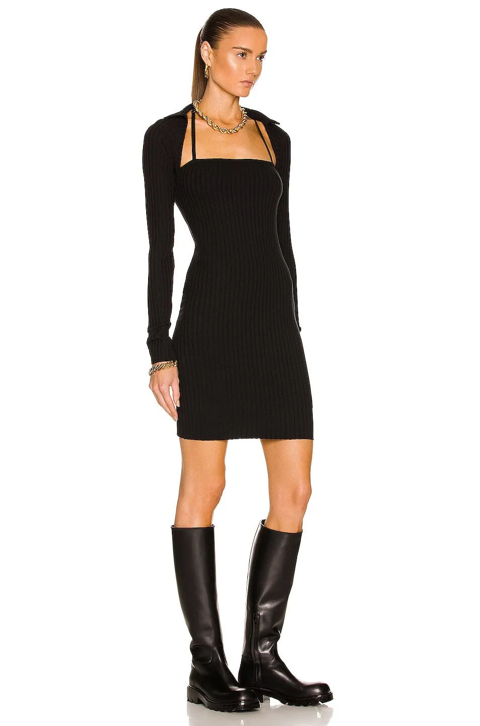 Pima Long Stylish Sleeve Mini Dress