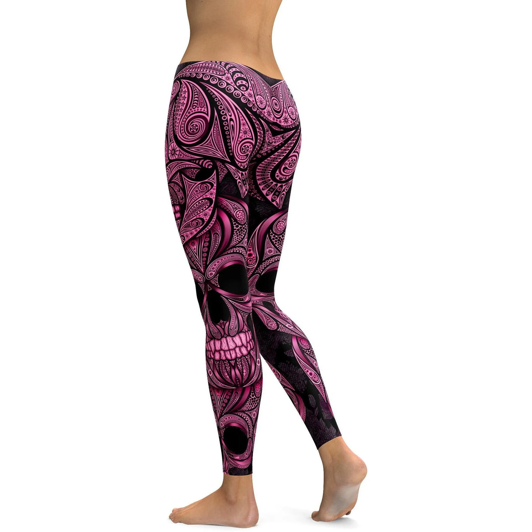 Pink Ornamental Skull Leggings