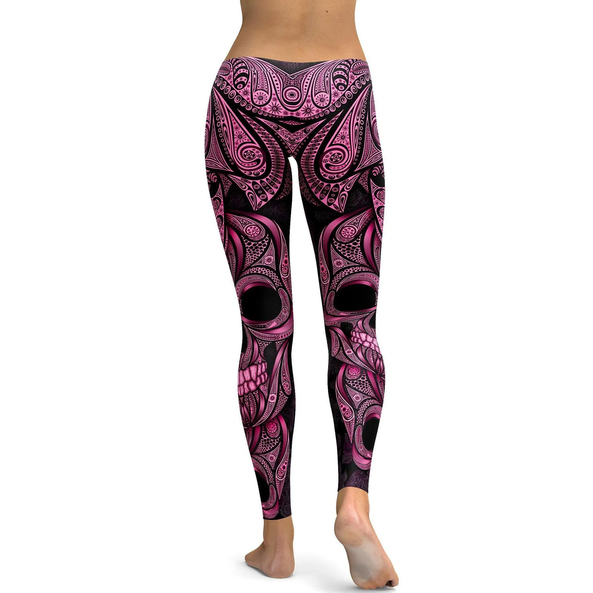 Pink Ornamental Skull Leggings