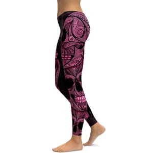 Pink Ornamental Skull Leggings
