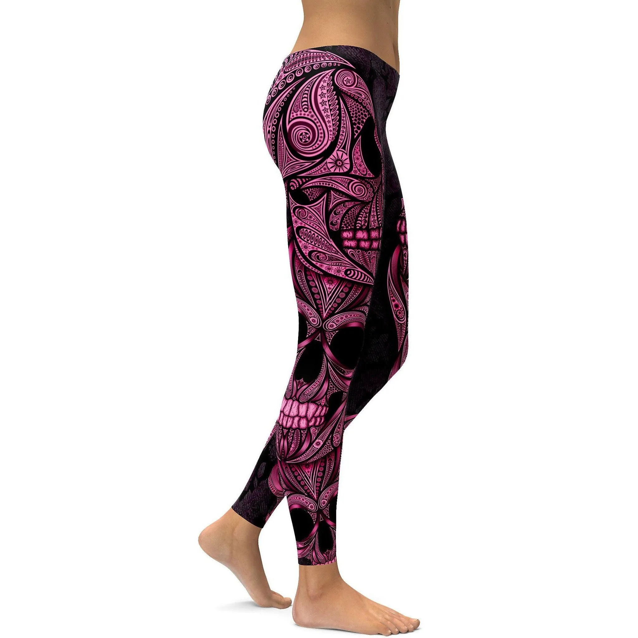Pink Ornamental Skull Leggings