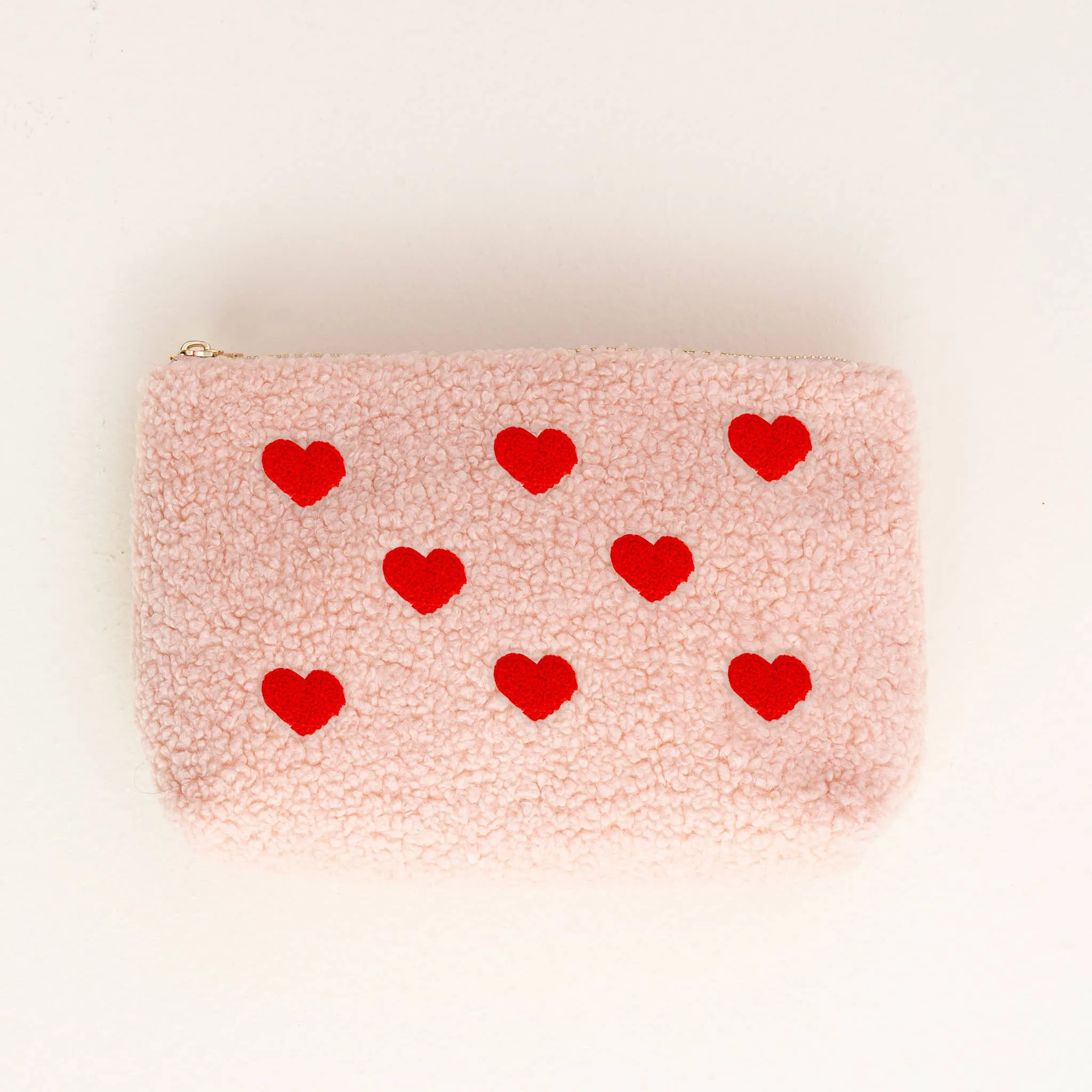 Pink Teddy Pouch - Hearts