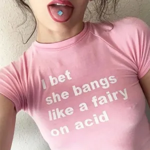 Pink Text Stylish Graphic Tee