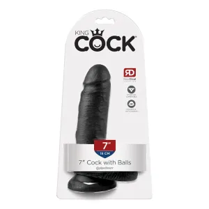 Pipedream King Cock 7 in. Cock With Balls Realistic Suction Cup Dildo Black