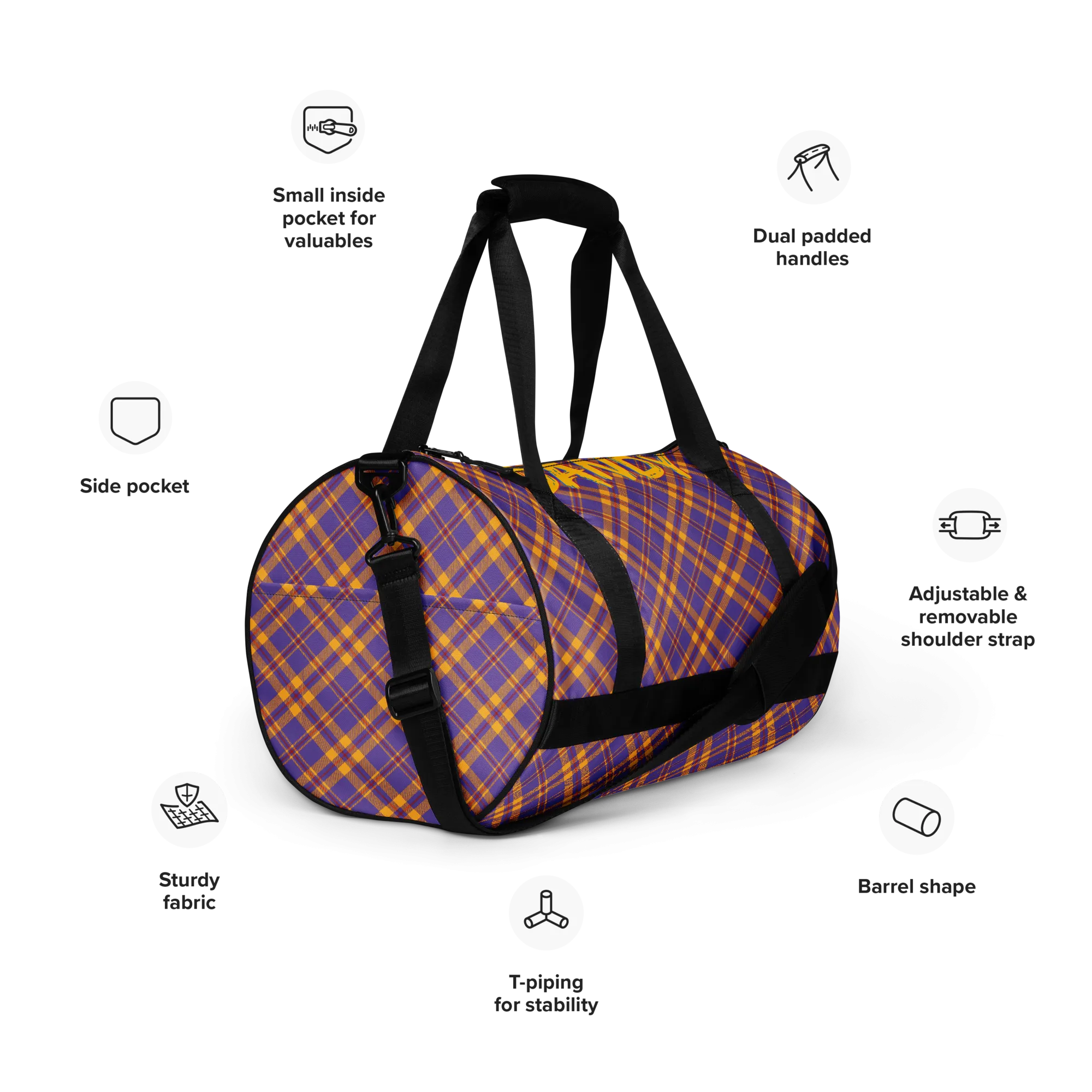 Plaid gym bag
