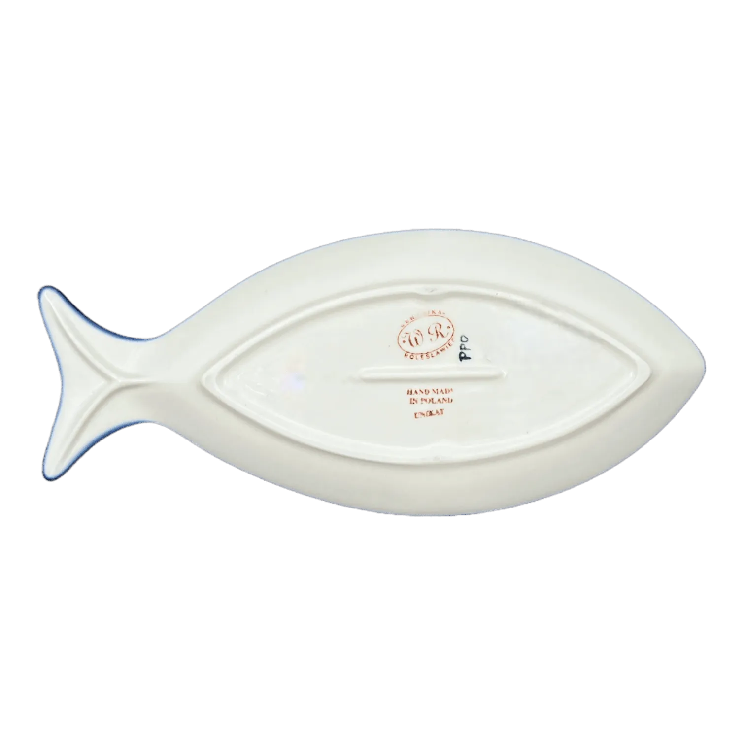 Plate, Fish-Shaped, 14.5" x 6.5", WR (WR13O) in "Pansy Storm" by W.R. Ceramika | WR13O-EZ3