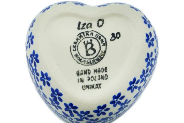 Polish Pottery 4" Heart Shaped Jar Divine Cobalt UNIKAT