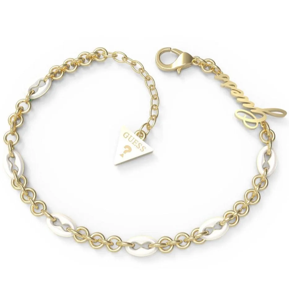 Pop Links Gold-Tone Bracelet White Multi Charms