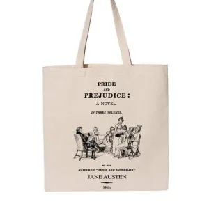 Pride and Prejudice by Jane Austen tote bag. Handbag with Pride and Prejudice book design. Book Bag. Library bag. Jane Austen Gift
