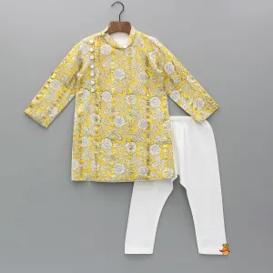 Printed Yellow Stylish Kurta And Pyjama