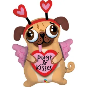 Pugs & Kisses Shape Foil Balloon - 91cm