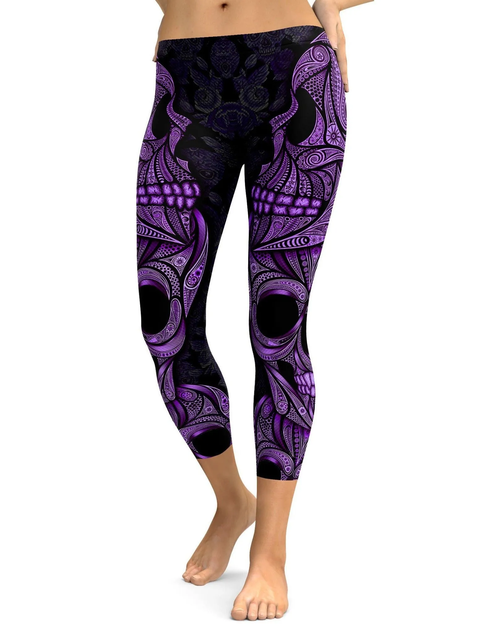 Purple Ornamental Skull Capris