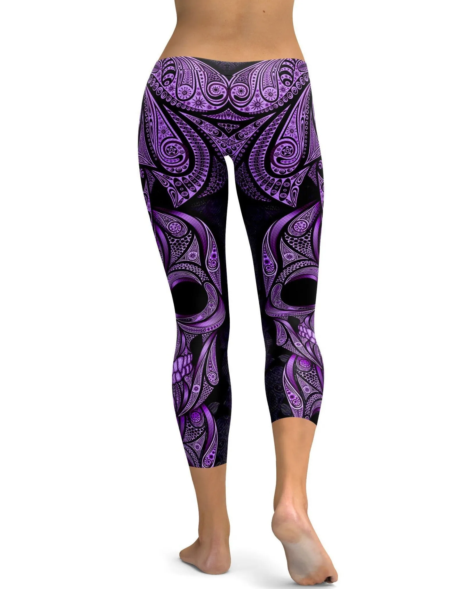 Purple Ornamental Skull Capris