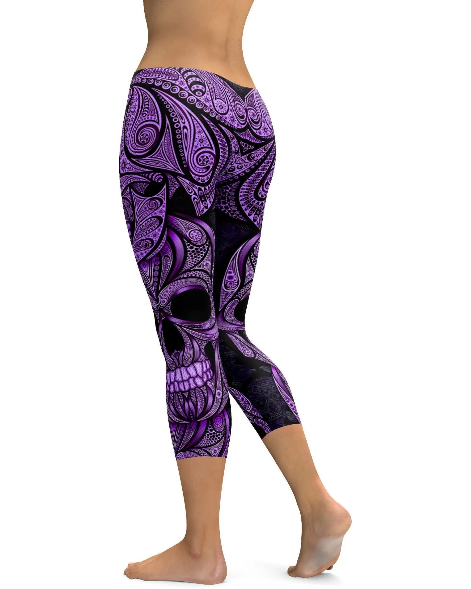 Purple Ornamental Skull Capris