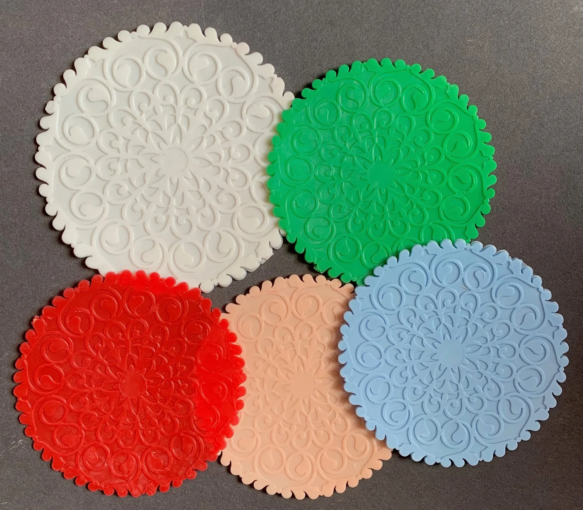"Elegant" French 1960s Plastic Table Mats/ Coasters (with many other uses ..)