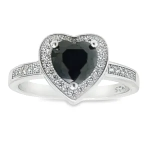 R521 Black Heart CZ Ring