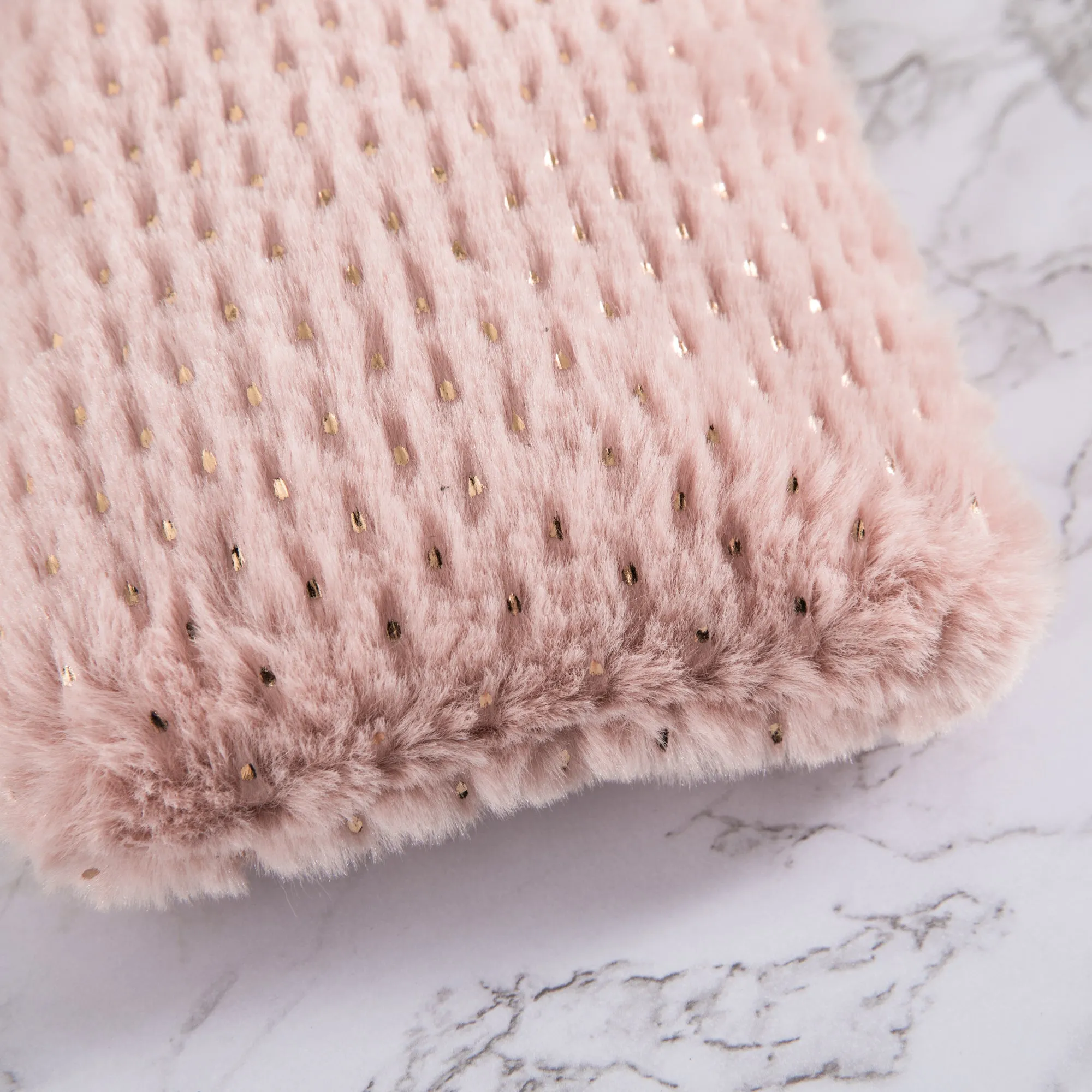 Rabbit Faux Fur Foil Print Zipper Bag