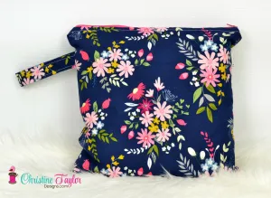 Ready Made MEDIUM SIZE Wet Bag - Navy Floral