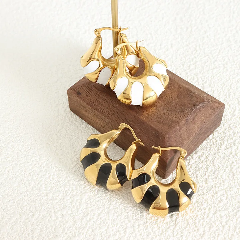 Retro Personalized 18K Gold Plated Earrings with Drip Bread Detail