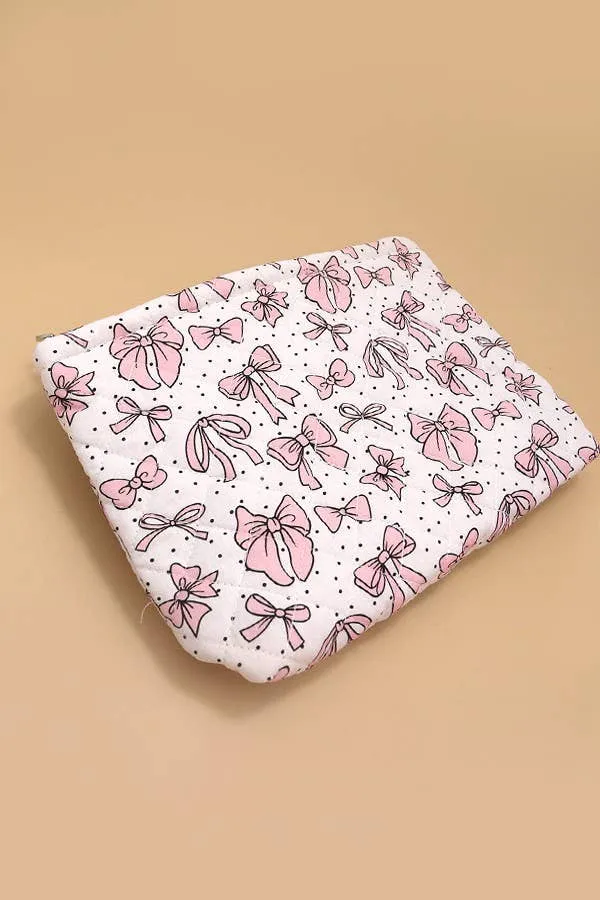 RILEY BOW COSMETIC MAKEUP POUCH