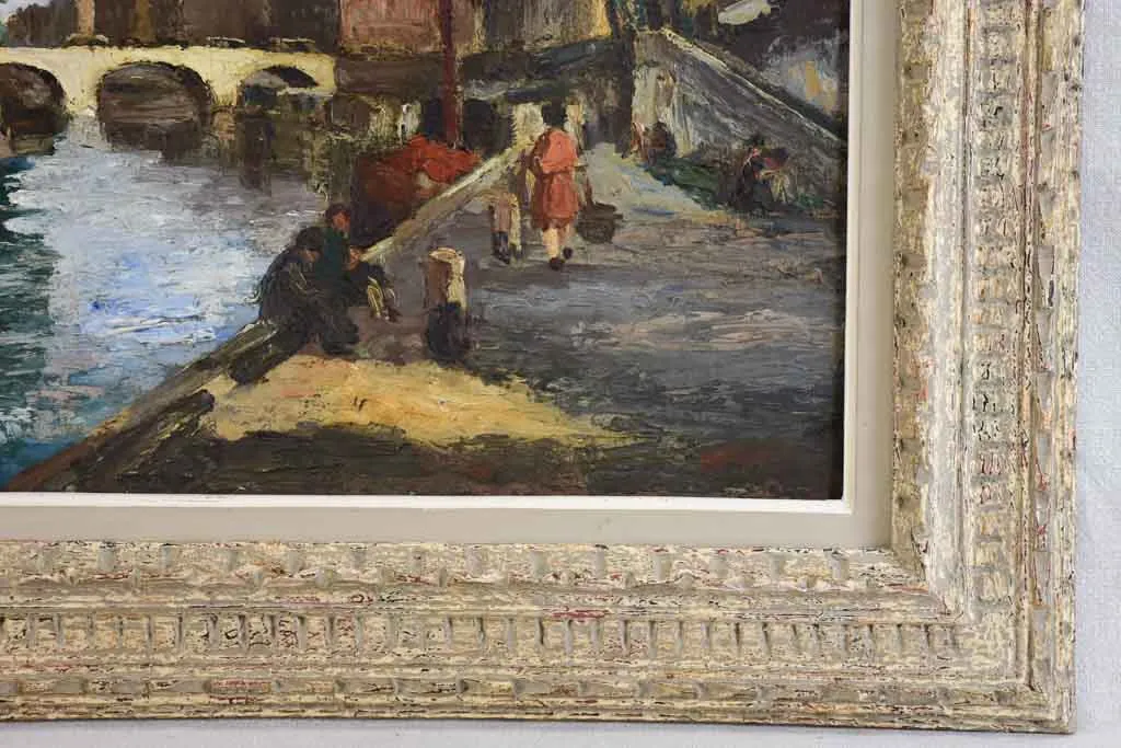 River in Paris by César Bron (1895 - ?) - oil on canvas 1929 - 26¾" x 32¼"