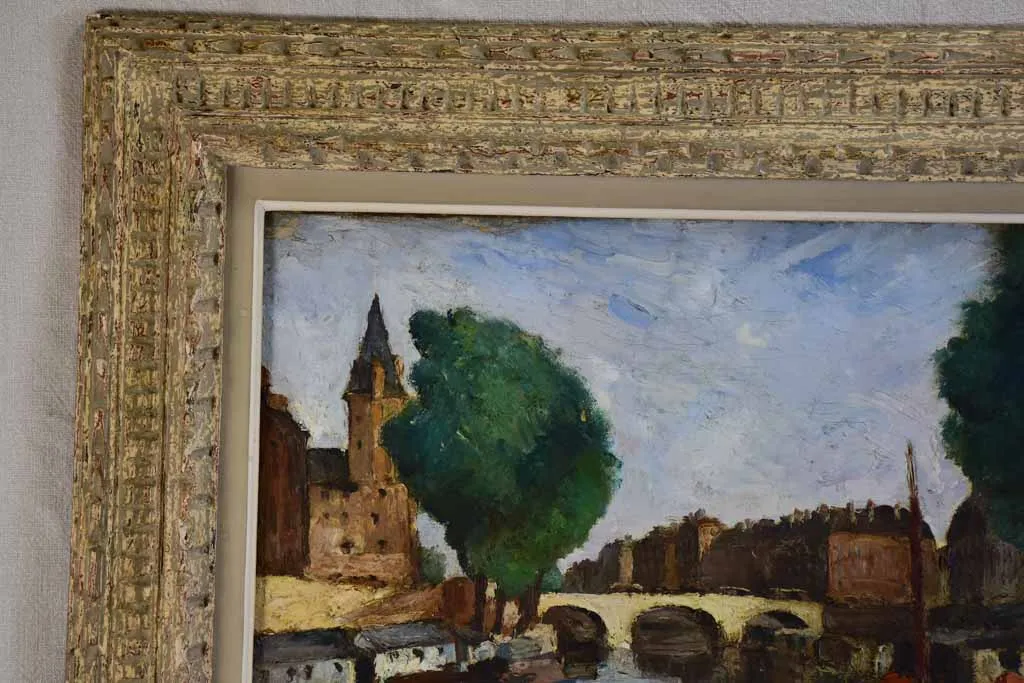 River in Paris by César Bron (1895 - ?) - oil on canvas 1929 - 26¾" x 32¼"