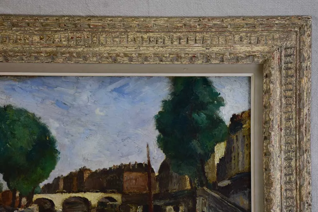 River in Paris by César Bron (1895 - ?) - oil on canvas 1929 - 26¾" x 32¼"