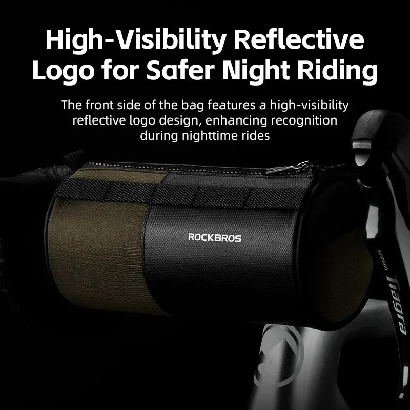 ROCKBROS 1.7L Reflective Handlebar Bag – Portable Waterproof Bicycle Front Bag with Shoulder Strap