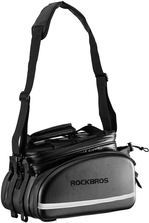 ROCKBROS Bike Rack Bag Waterproof Carbon Leather Rear Seat Cargo Pack 34L