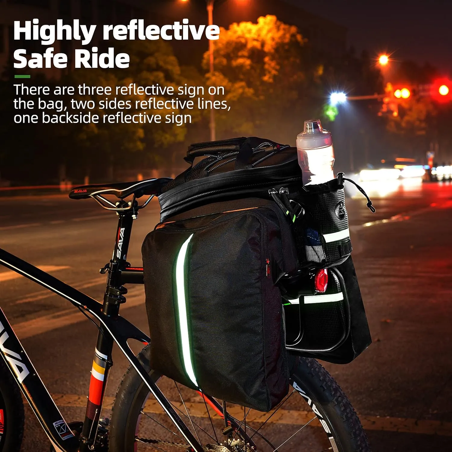 ROCKBROS Bike Rack Bag Waterproof Carbon Leather Rear Seat Cargo Pack 34L