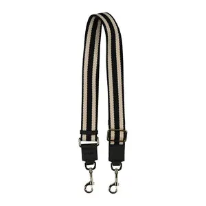 Saben Feature Bag Strap Black and White Herringbone