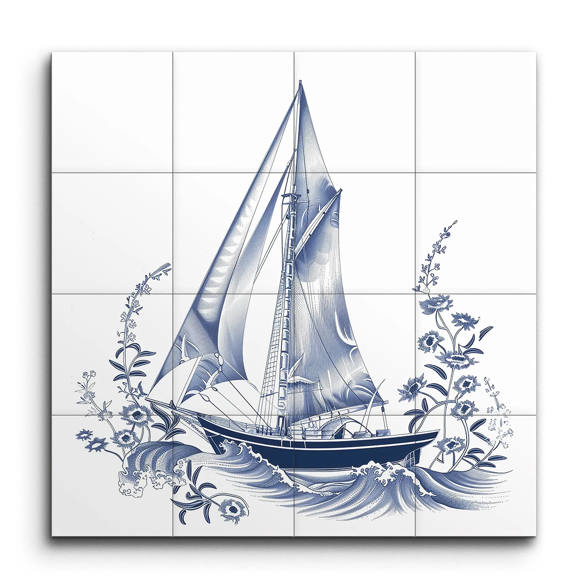 Sailboat Serenade in Blue and White Porcelain