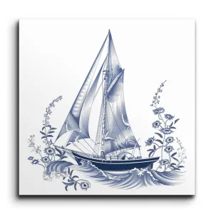 Sailboat Serenade in Blue and White Porcelain