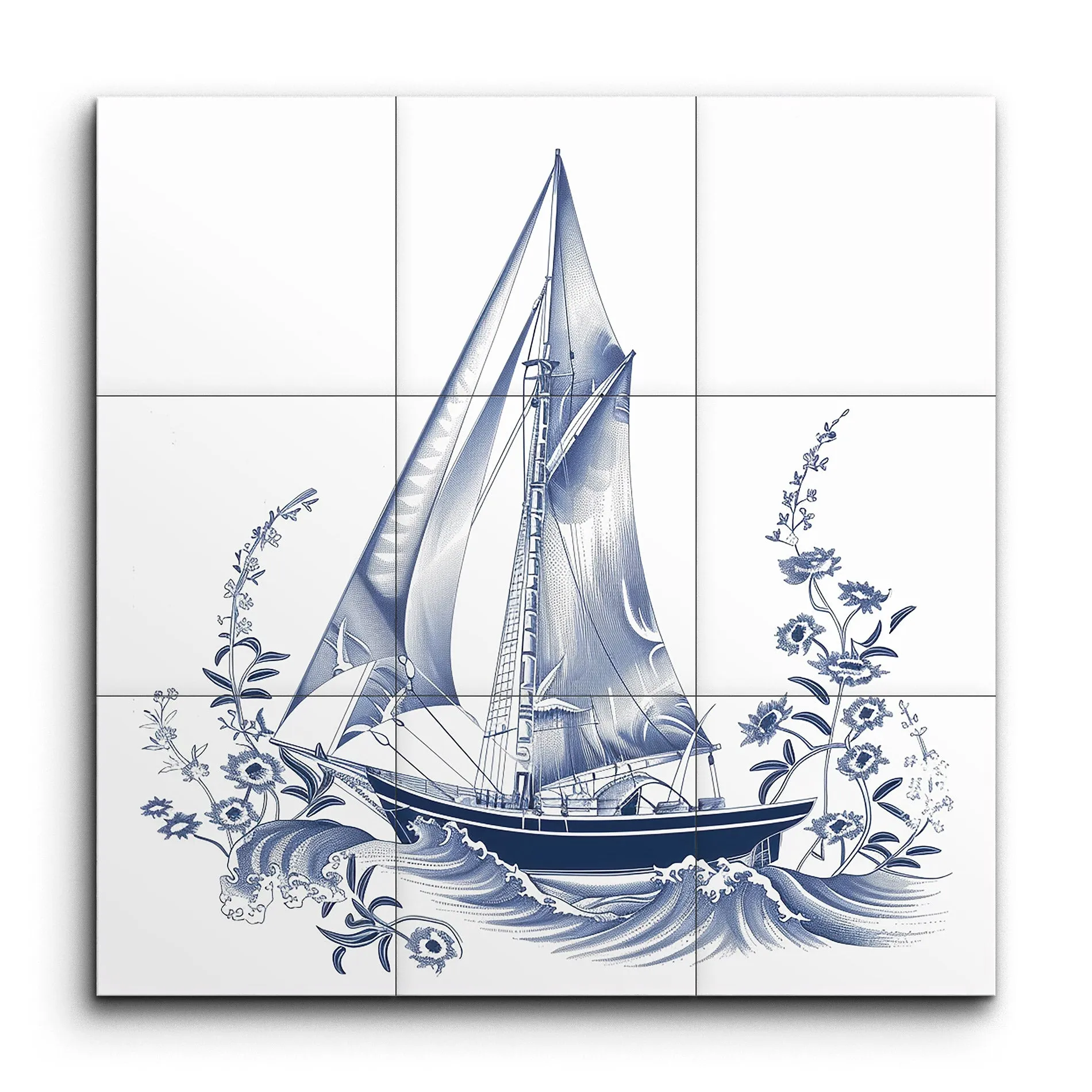Sailboat Serenade in Blue and White Porcelain