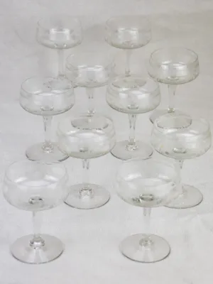 Set of 10 Napoleon III champagne cups with pretty engravings
