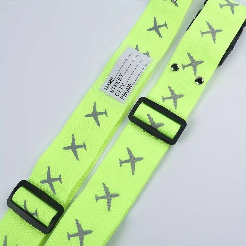 (Set of 2) Adjustable luggage strap Strap for suitcases / bags with reflectors   address label - Light blue