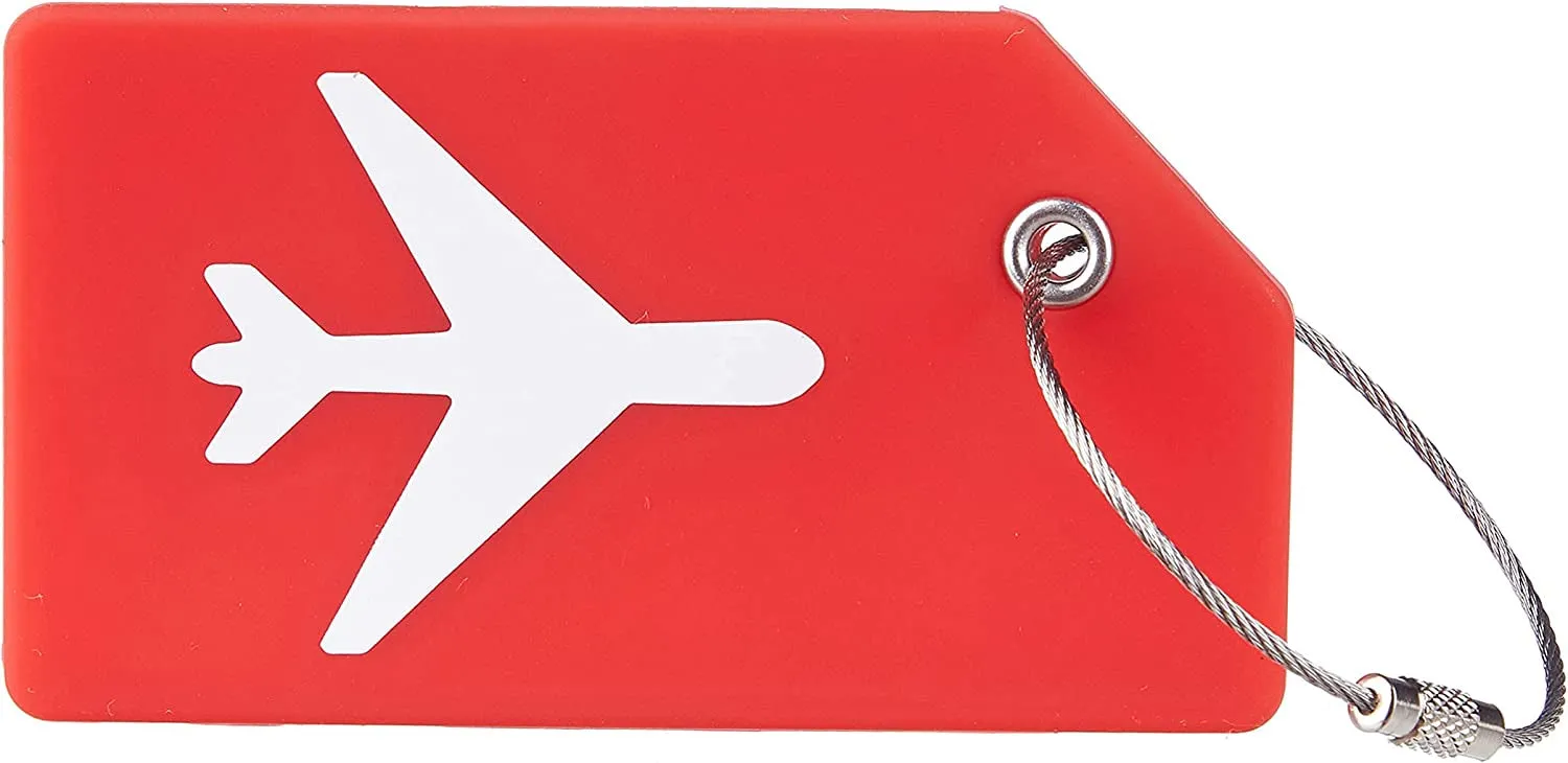 (Set of 5) Silicone luggage tags Luggage Tag with address label - Red