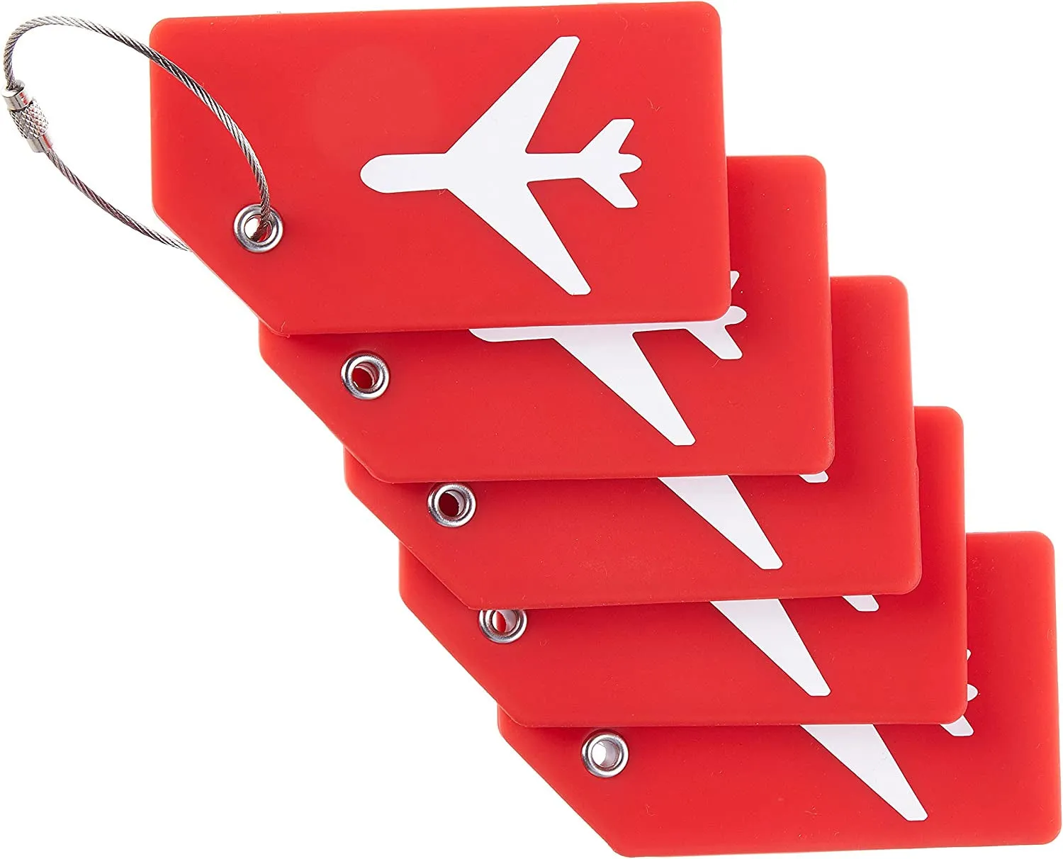 (Set of 5) Silicone luggage tags Luggage Tag with address label - Red