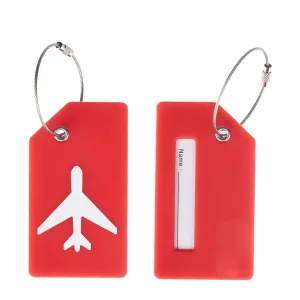 (Set of 5) Silicone luggage tags Luggage Tag with address label - Red