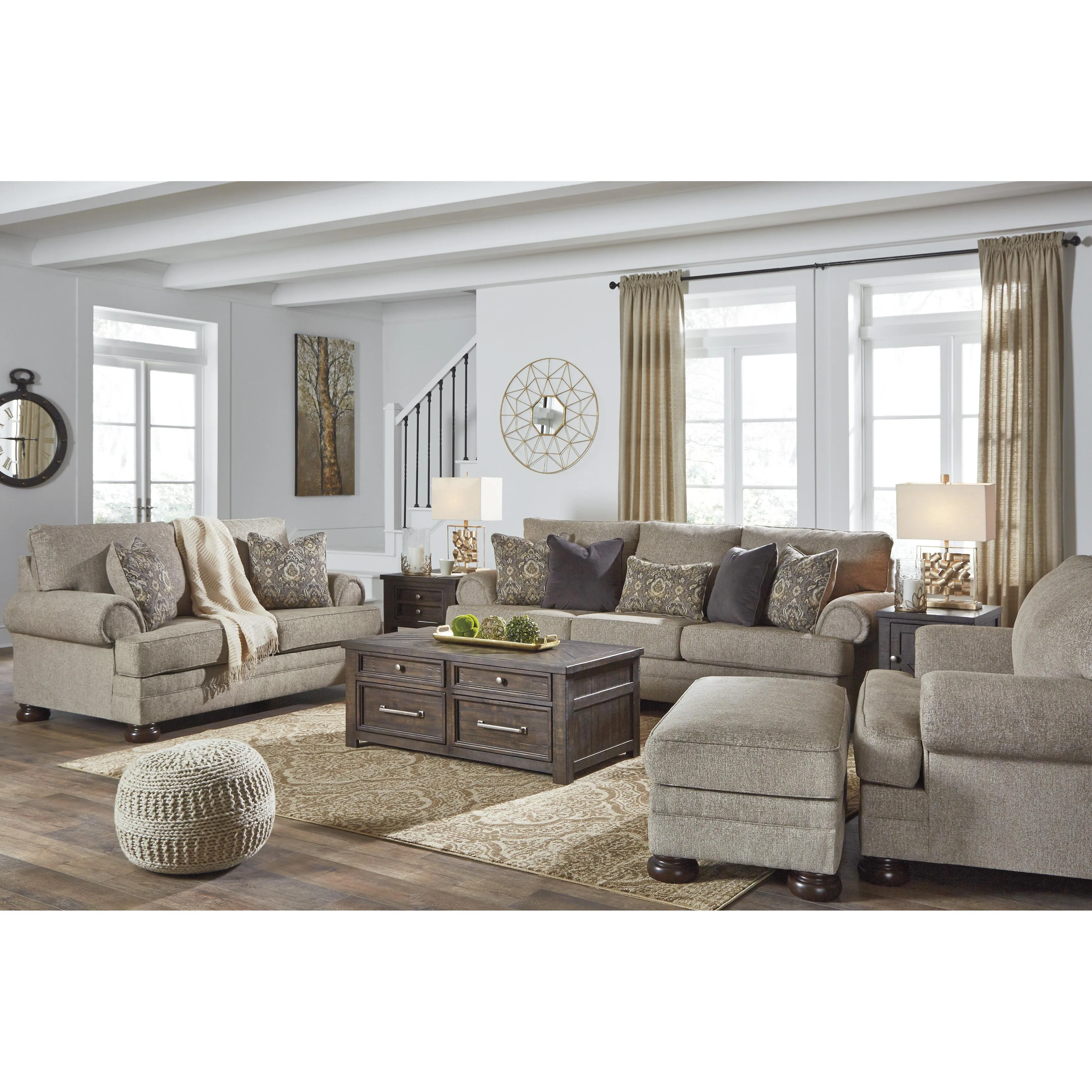 Signature Design by Ashley Kananwood Stationary Fabric Chair with Ottoman 2960314/2960323
