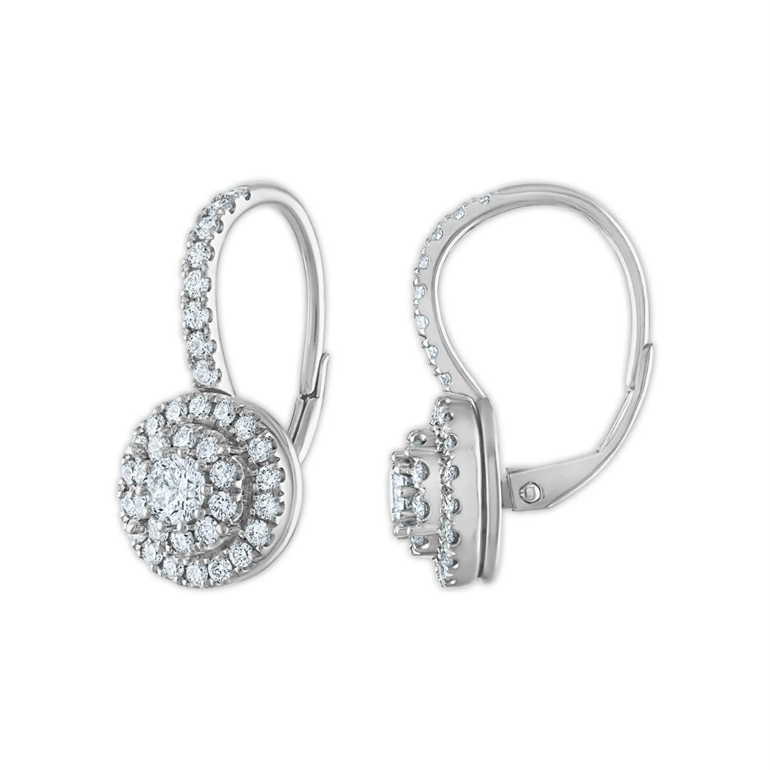 Signature EcoLove 1 CTW Lab Grown Diamond Cluster Halo Round Shaped Earrings in 14KT White Gold