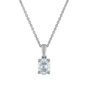 Signature EcoLove 3/4 CTW Lab Grown Diamond Solitaire Oval Shaped 18-inch Pendant in 14KT White Gold