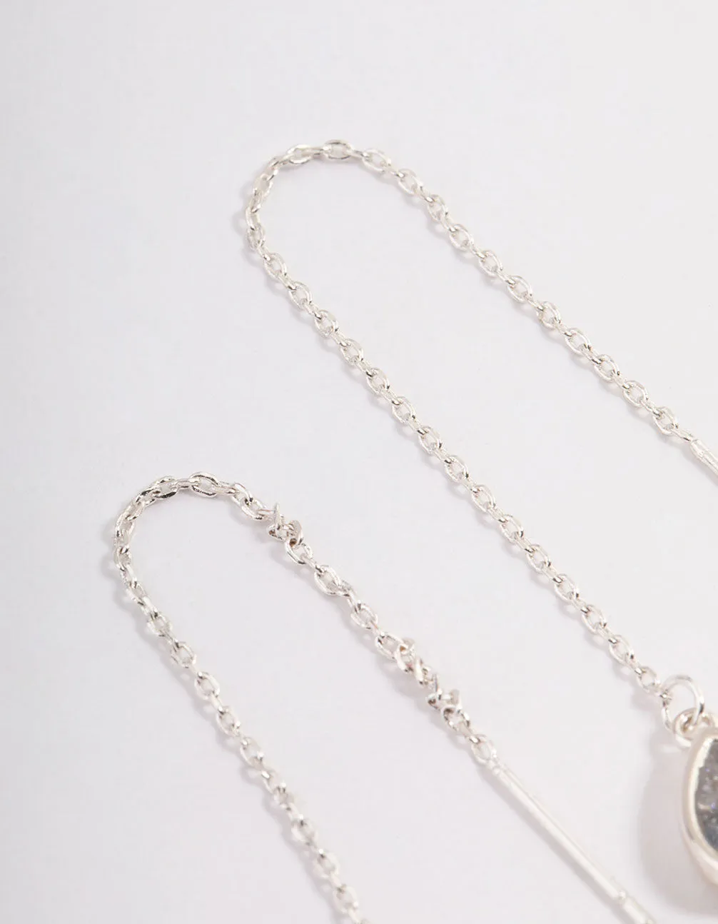 Silver Pear Thread Through Drop Earrings