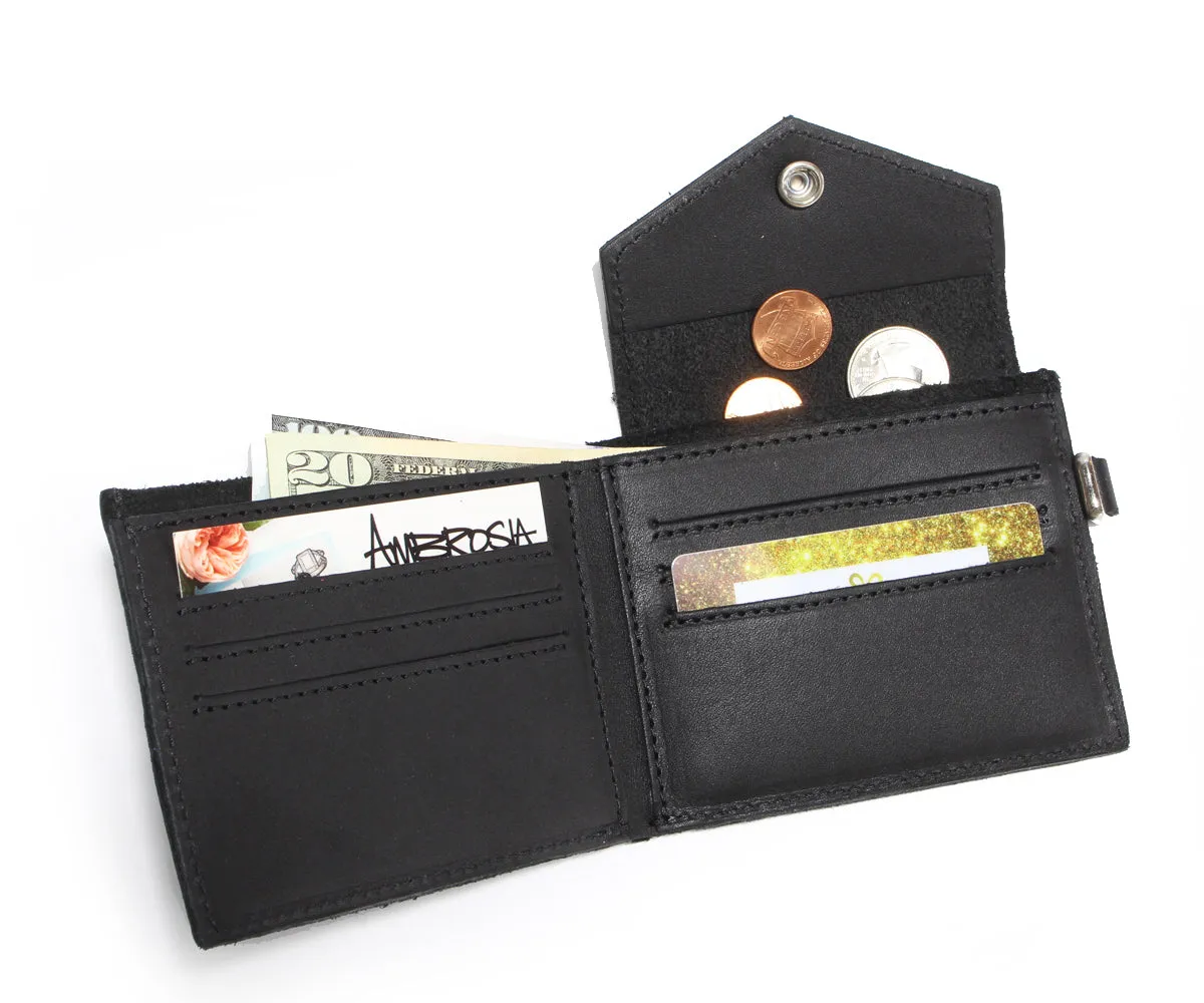 Simple Genuine Leather Black Mini Wallet