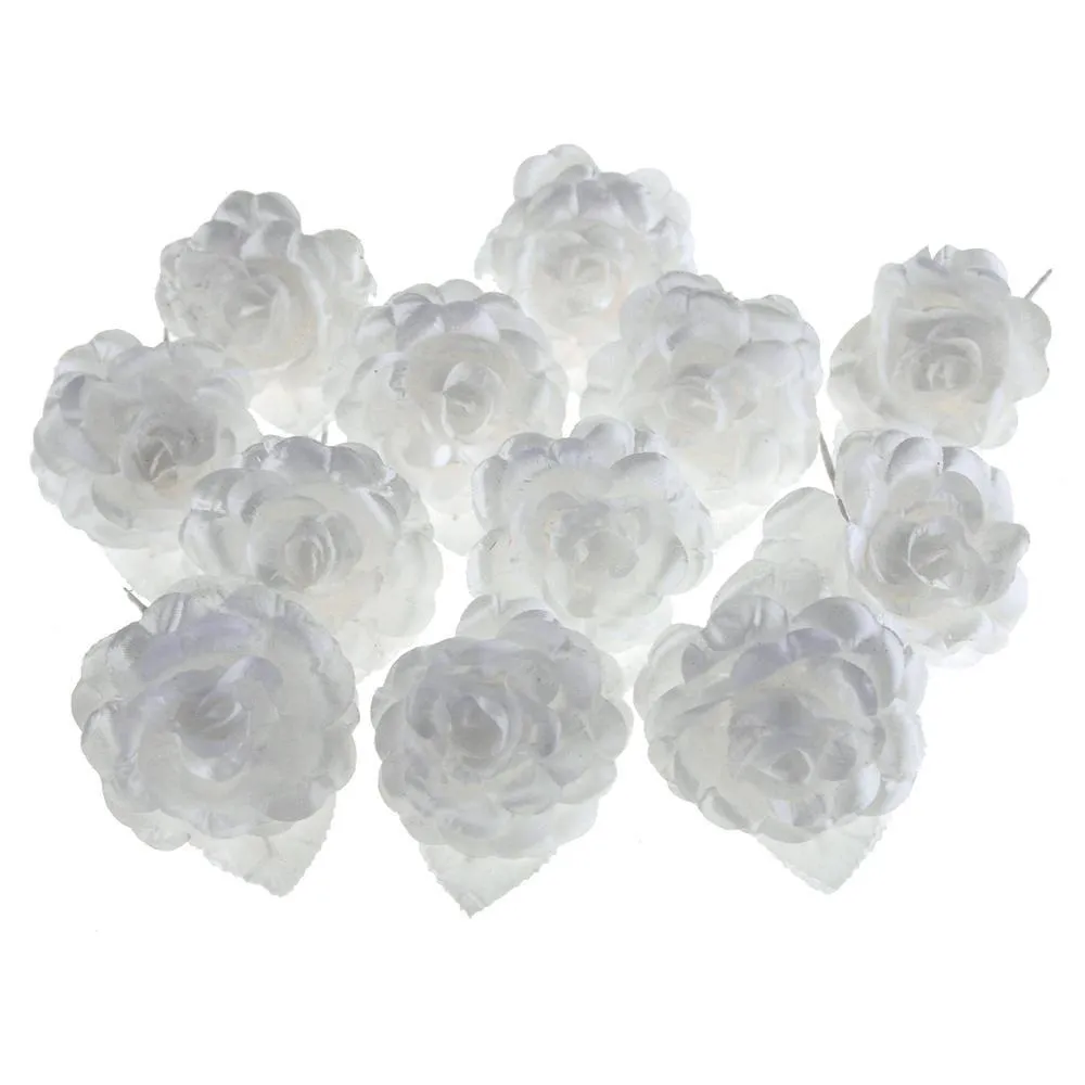 Single Satin Rose Flowers, 2-Inch, 12-Piece