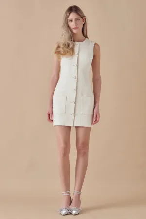 Sleeveless Tweed Stylish Mini Dress
